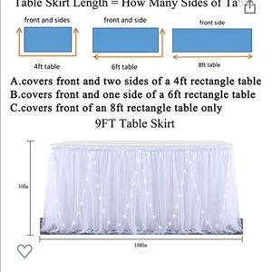 White 9ft light up table skirt